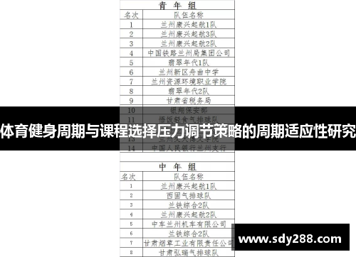 体育健身周期与课程选择压力调节策略的周期适应性研究